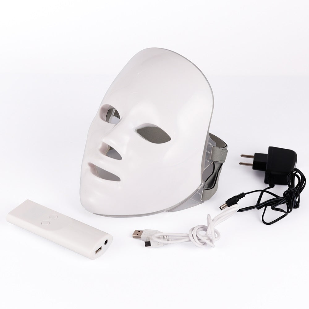 Complete LED face mask kit with remote and power adapter