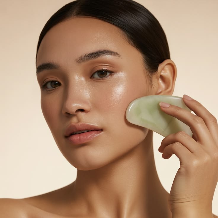 JadeFlow™ Gua Sha Board & Roller Set – Natural Resin Facial Lifting