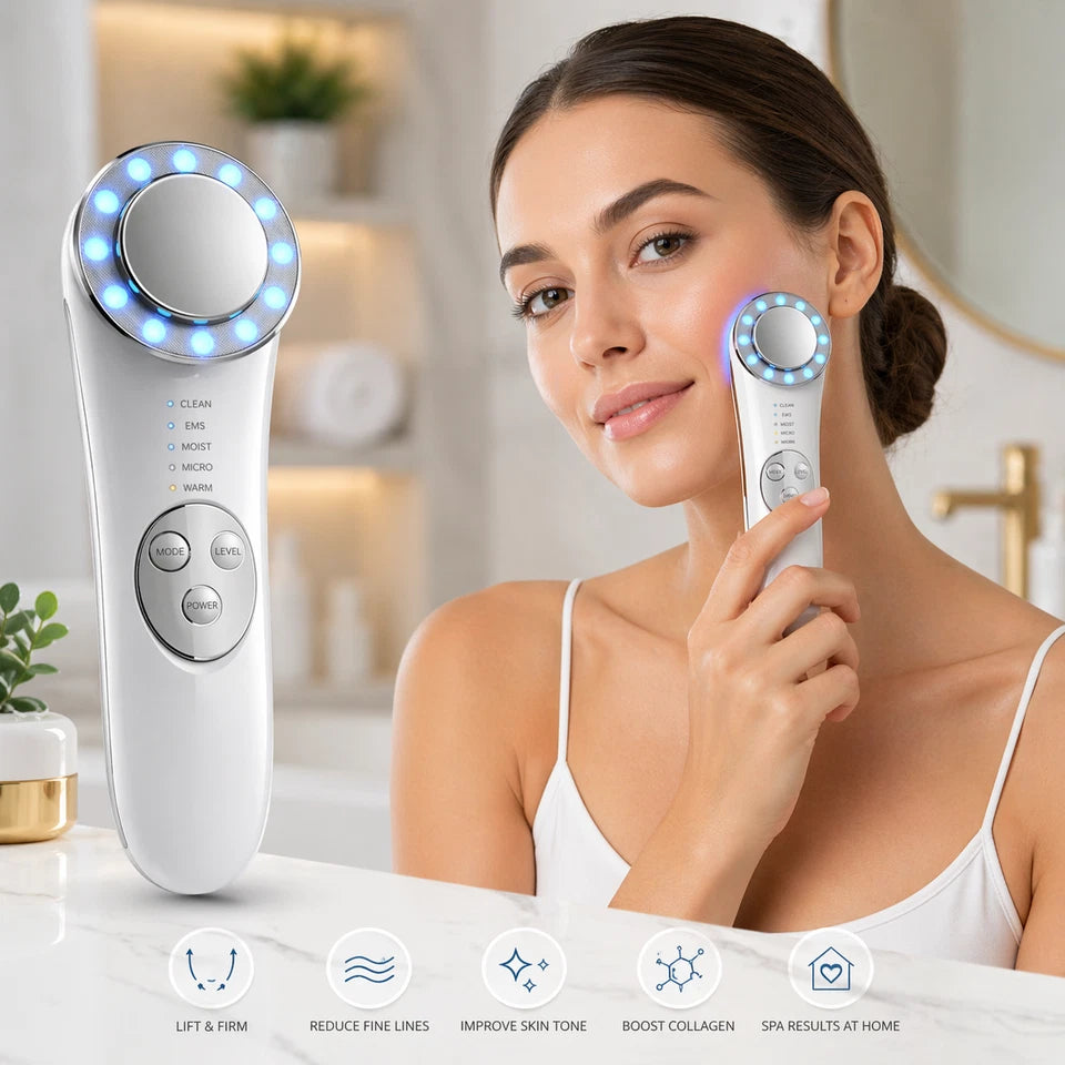 GlowLift™ 7-in-1 Facial Massager – Galvanic Skin Tightening, Face Lifting & High Frequency Beauty Device
